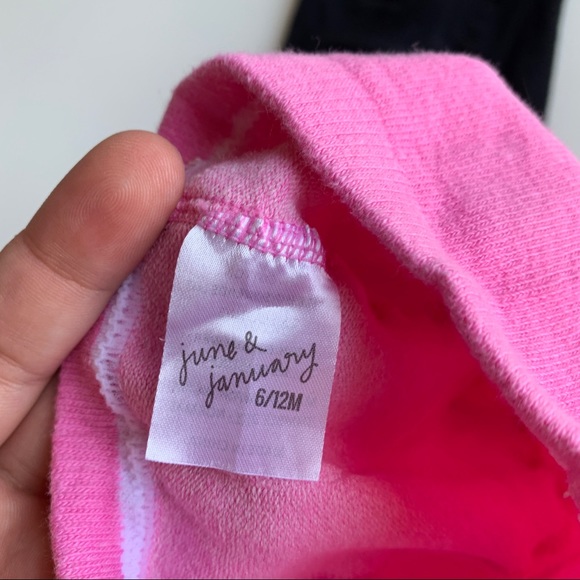 June & January Lot of 2 Tights Pink Black 6/12 Mo - Picture 3 of 5